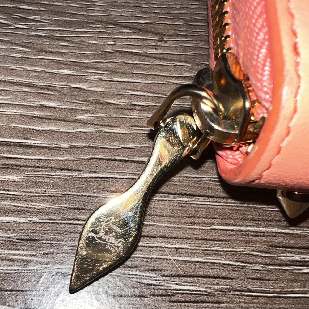 Christian Louboutin Pink Leather Studded Long Wallet Panettone - Picture 6 of 12